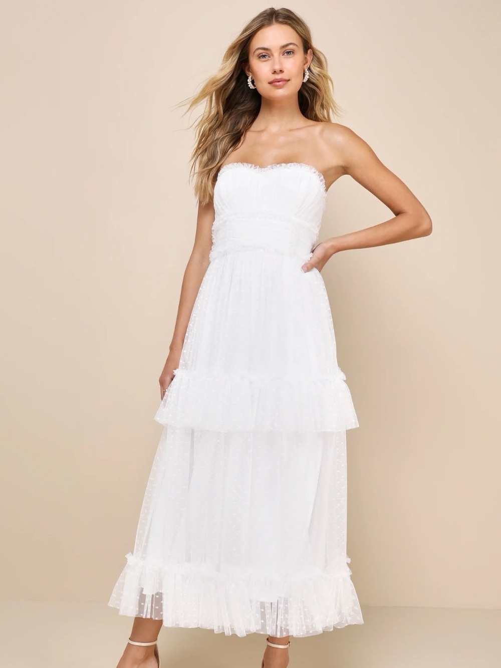 Lulu's White Polka Dot Tulle Dress
